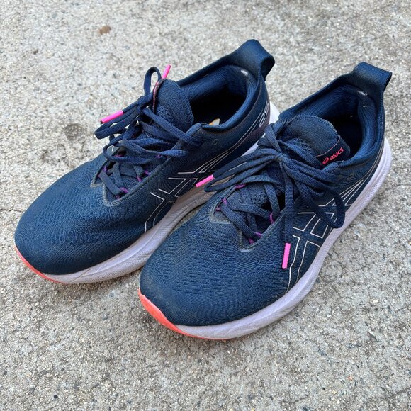Asics Shoes Gel-Nimbus 25 Mens 8.5 Wide Navy White Pink Accent Running Walking, - Picture 1 of 9